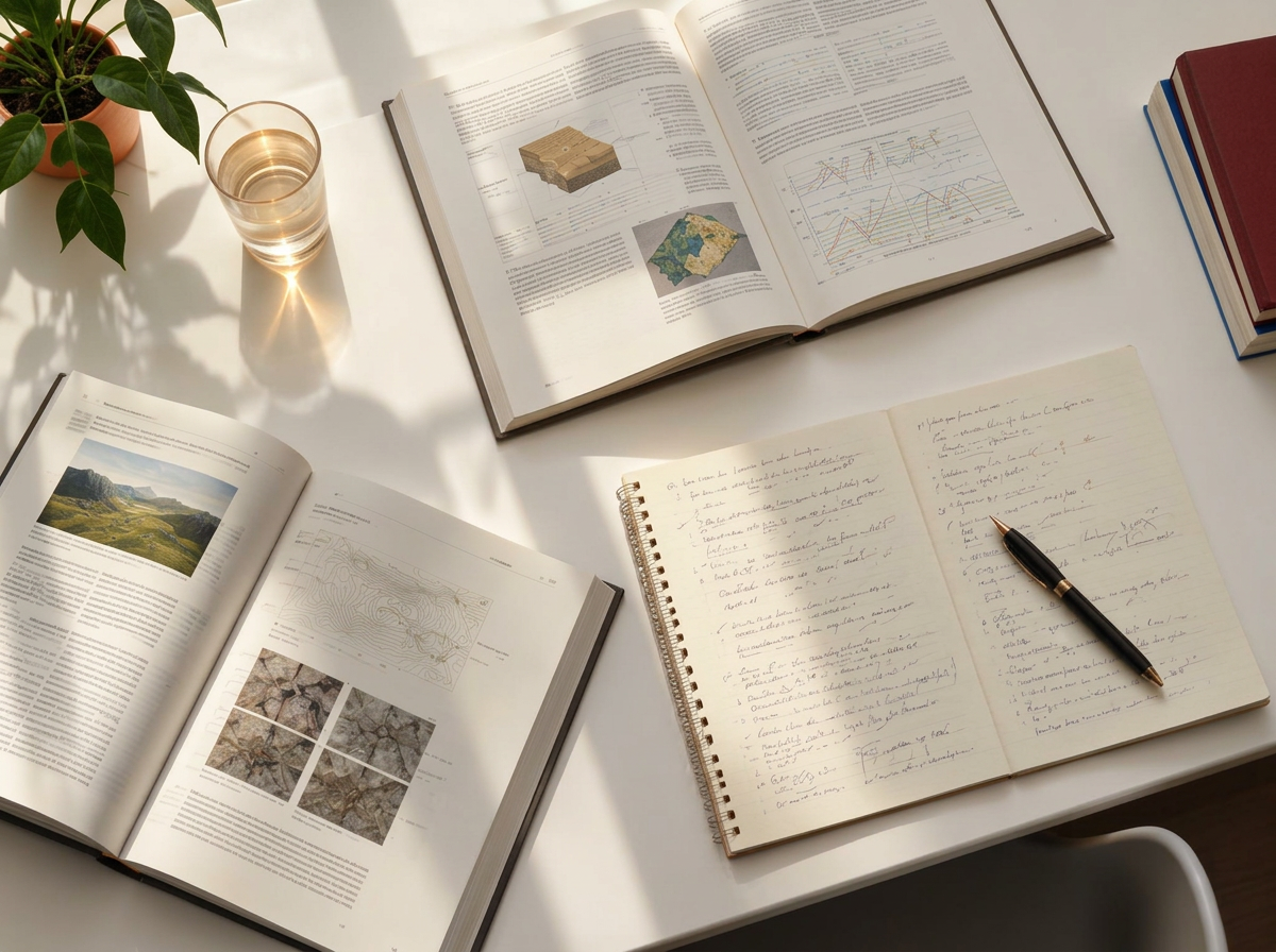 Livres et notes d’études sur un bureau
